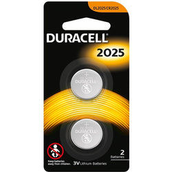 Duracell CR2025, 3 volt lithium coin cell pack of two