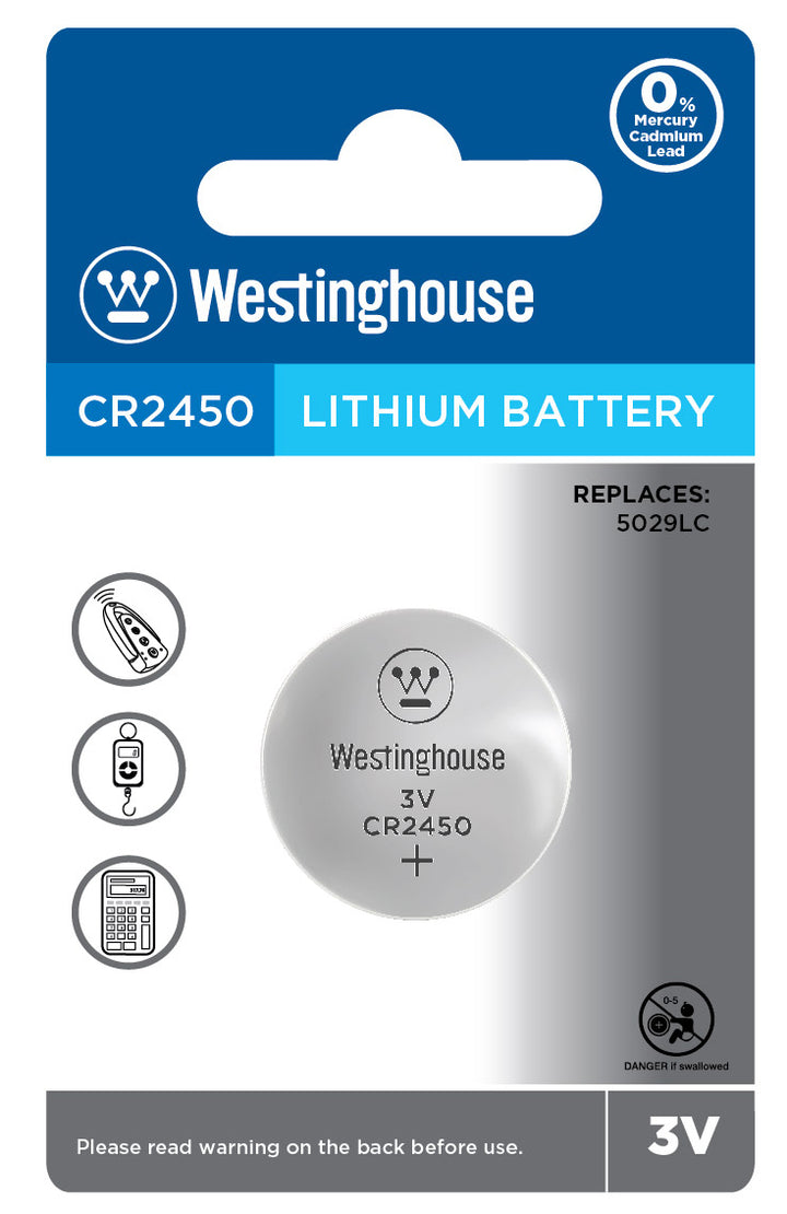 Westinghouse Lithium Button Cells – CR2450-BP1