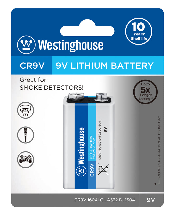 Westinghouse Ultra Lithium CR9V, 9 volt lithium battery