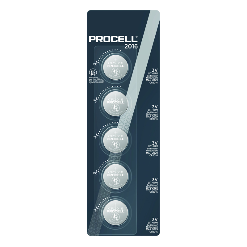 Procell 3V CR-2016 Lithium Battery 5 Pack