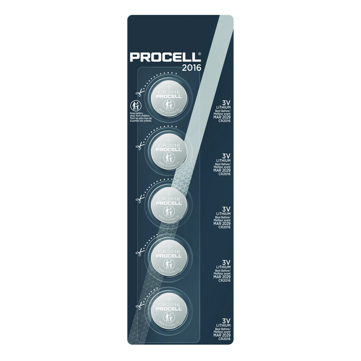 PROCELL 3V CR-2016 LITHIUM BATTERY 5 PACK